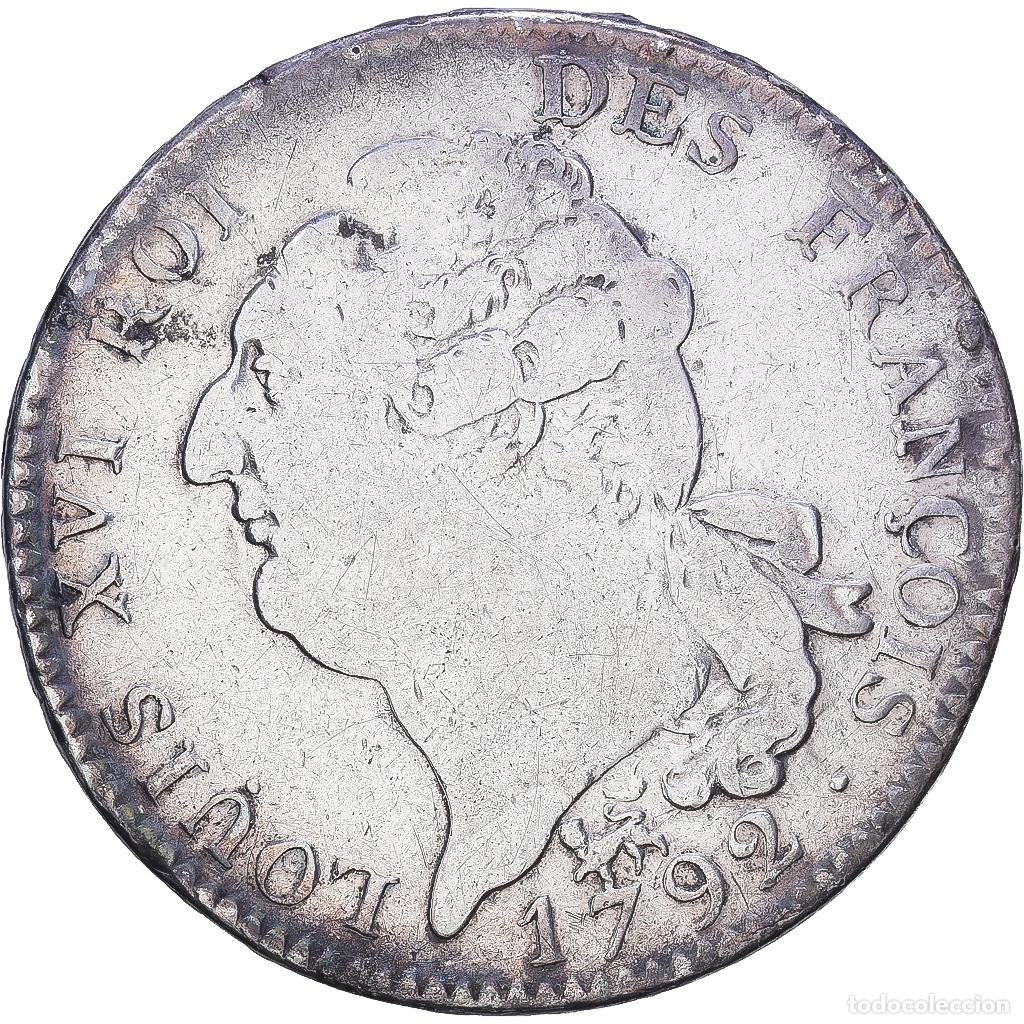 Old Coins of Europe: [#1547776] Francia, Louis XVI, &Eacute;cu de 6 livres fran&ccedil;ois, 1792 / AN 4, Paris, Plata, BC+