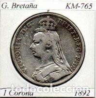 Moedas antigas da Europa: G. BRETA&Ntilde;A 1892, 1 CORONA, KM-765, AG, MBC; 89,95 &euro; 1