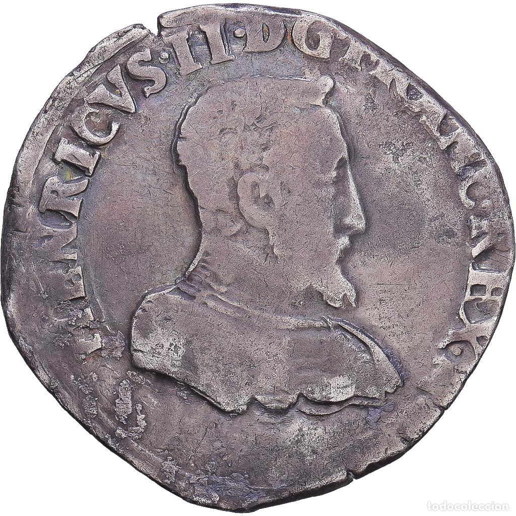 Monnaies anciennes de Europe: [#1547544] Francia, Henri II, Teston &agrave; la t&ecirc;te nue, 1560, Lyon, Plata, BC+, Gadoury:373a