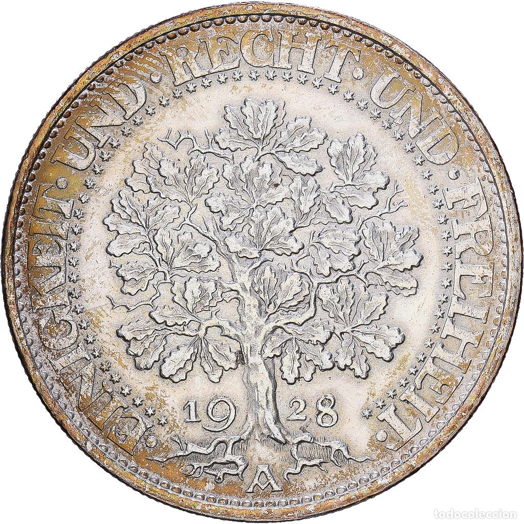 Monnaies anciennes de Europe: [#1547702] ALEMANIA - REP&Uacute;BLICA DE WEIMAR, 5 Mark, 1928, Berlin, Plata, MBC+, KM:56