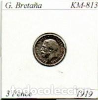 Moedas antigas da Europa: G. BRETA&Ntilde;A 1919, 3 PENCE, KM-813, AG, EBC; 5,95 &euro; 1
