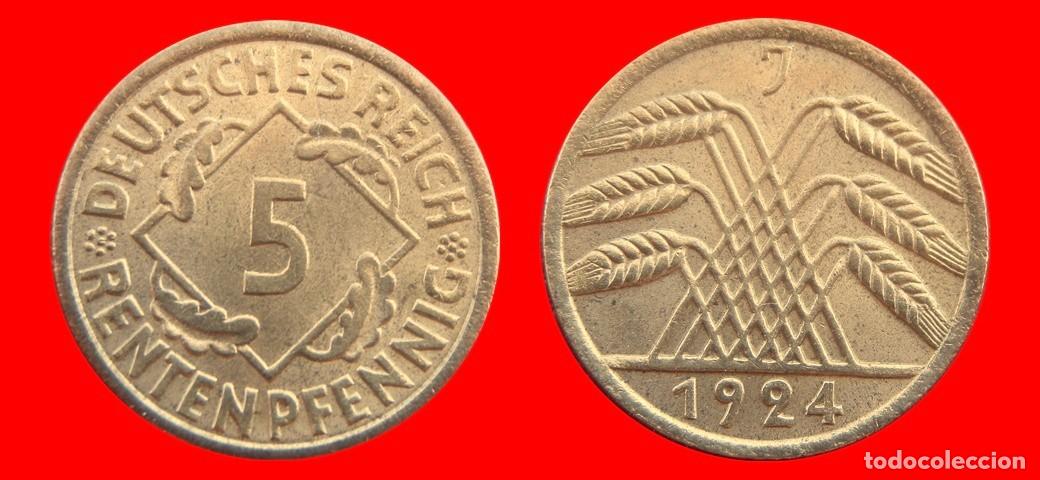 Monnaies anciennes de Europe: 5 RENTENPFENNIG 1924J WEIMAR ALEMANIA-156661