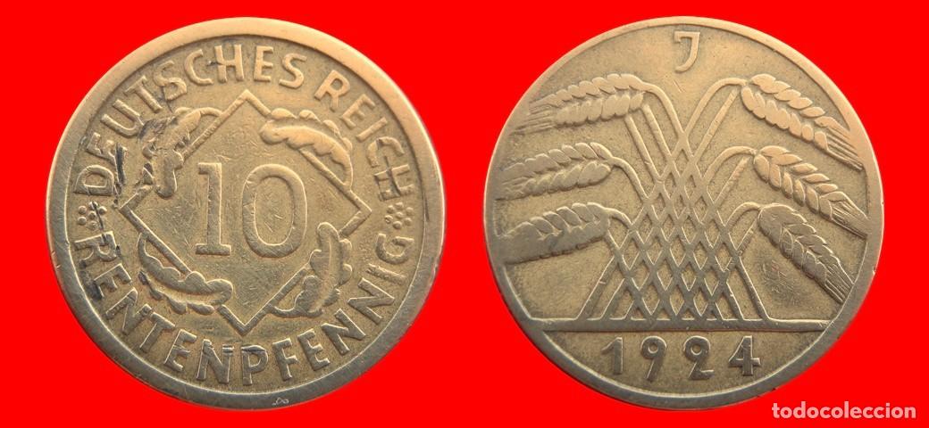 Monnaies anciennes de Europe: 10 RENTENPFENNIG 1924J WEIMAR ALEMANIA-156663