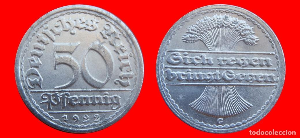 Monnaies anciennes de Europe: 50 PFENNIG 1922G WEIMAR ALEMANIA-156665