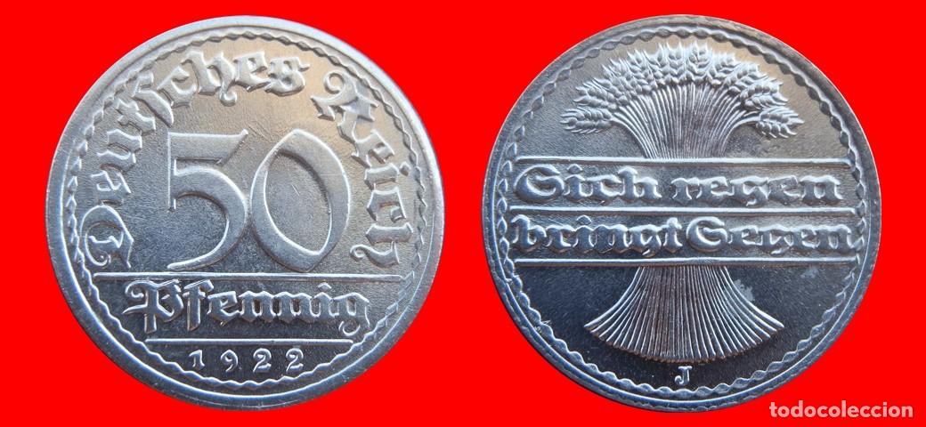 Monnaies anciennes de Europe: 50 PFENNIG 1922J WEIMAR ALEMANIA-156666