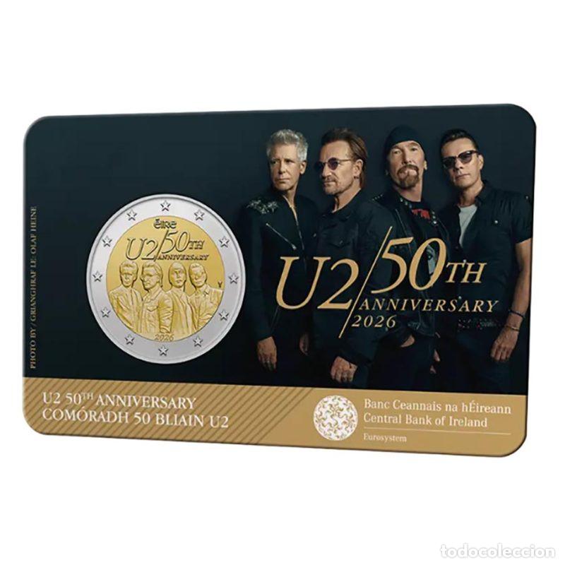 Monnaies anciennes de Europe: IRLANDA MONEDA 2 EURO 50 ANIVERSARIO BANDA ROCK U2 2026