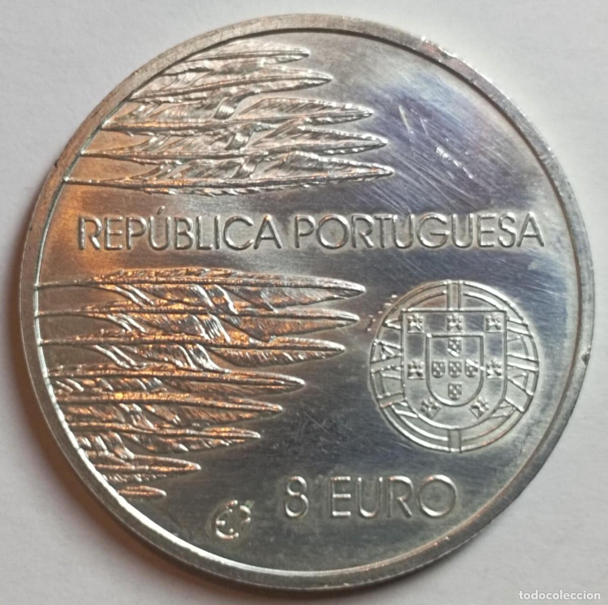 Monnaies anciennes de Europe: Moneda de Portugal 8 euros del 2005 (Fin Segunda Guerra Mundial-Hitler) de plata