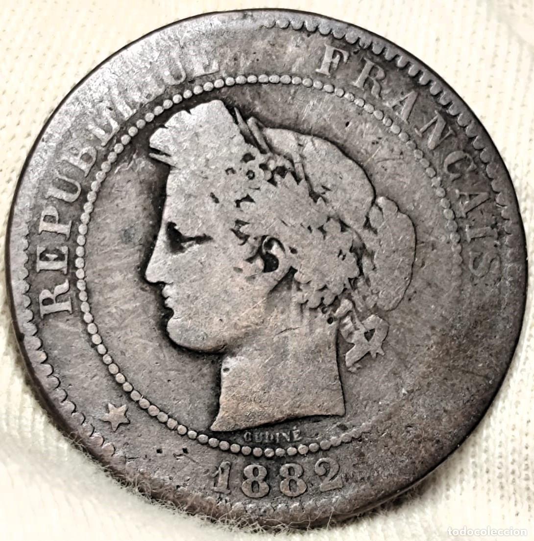 Monete antiche di Europa: Francia 10 c&eacute;ntimos, 1882 Tercera Rep&uacute;blica, Bronce Lote 1038