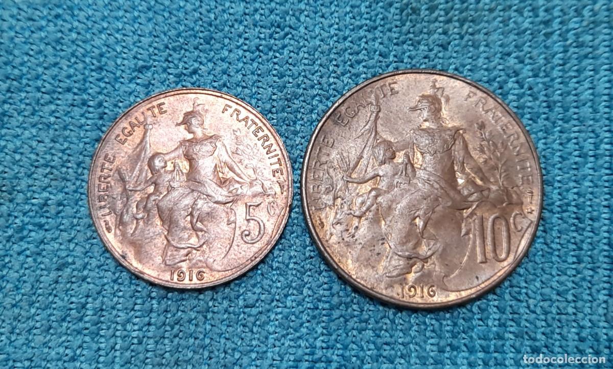 Alte M&uuml;nzen aus Europa: Francia, 5 y 10 Centimos 1916