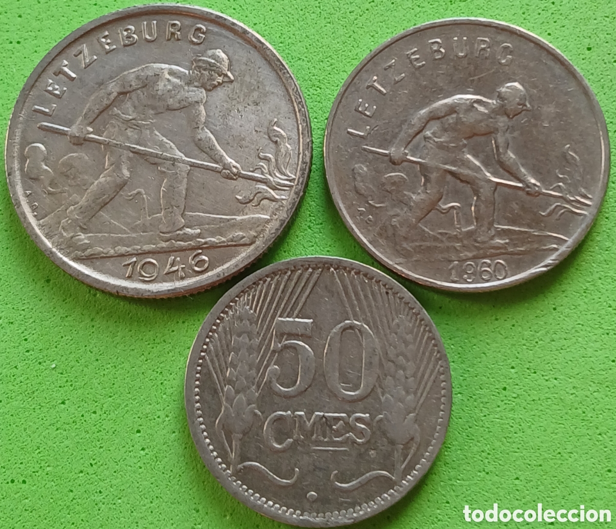 Old Coins of Europe: Luxemburgo lote 3 monedas diferentes 1930-1946.