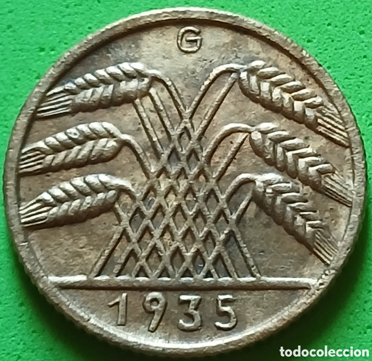 Moedas antigas da Europa: Alemania Rep&uacute;blica de Weimar 10 reichspfennig 1935 G km#40 poco com&uacute;n!