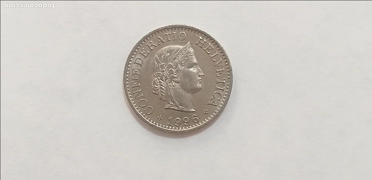 Monedas antiguas de Europa: Moneda de SUIZA. HELVETIA. 10 diez CENTIMOS RAPPEN. A&ntilde;o 1996. CIRCULADA