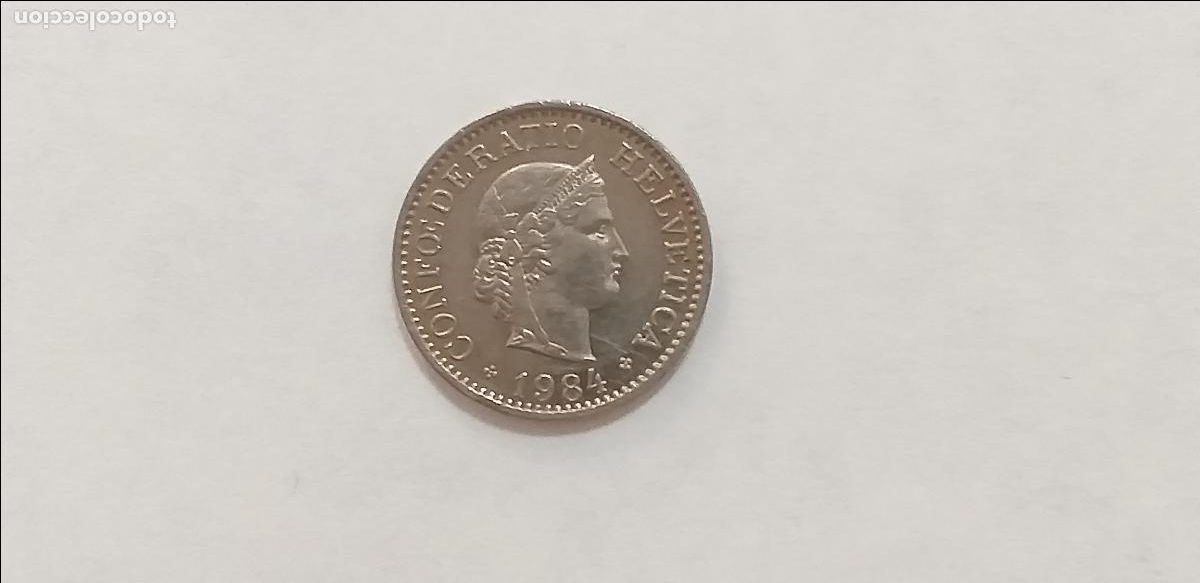 Monedas antiguas de Europa: Moneda de SUIZA. HELVETIA. 10 diez CENTIMOS RAPPEN. A&ntilde;o 1984. CIRCULADA