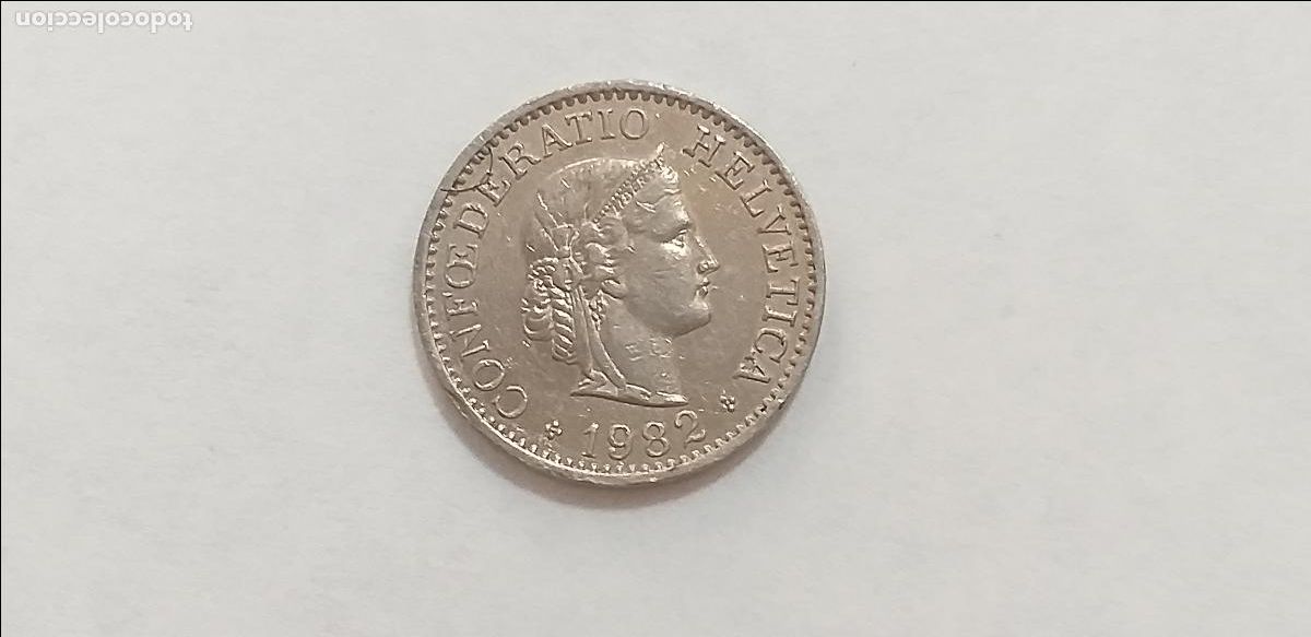 Monedas antiguas de Europa: Moneda de SUIZA. HELVETIA. 10 diez CENTIMOS RAPPEN. A&ntilde;o 1982. CIRCULADA