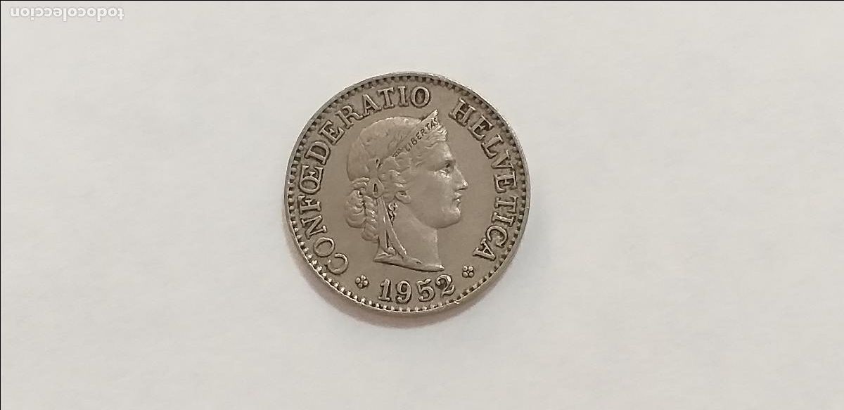 Monedas antiguas de Europa: Moneda de SUIZA. HELVETIA. 10 diez CENTIMOS RAPPEN. A&ntilde;o 1952. CIRCULADA
