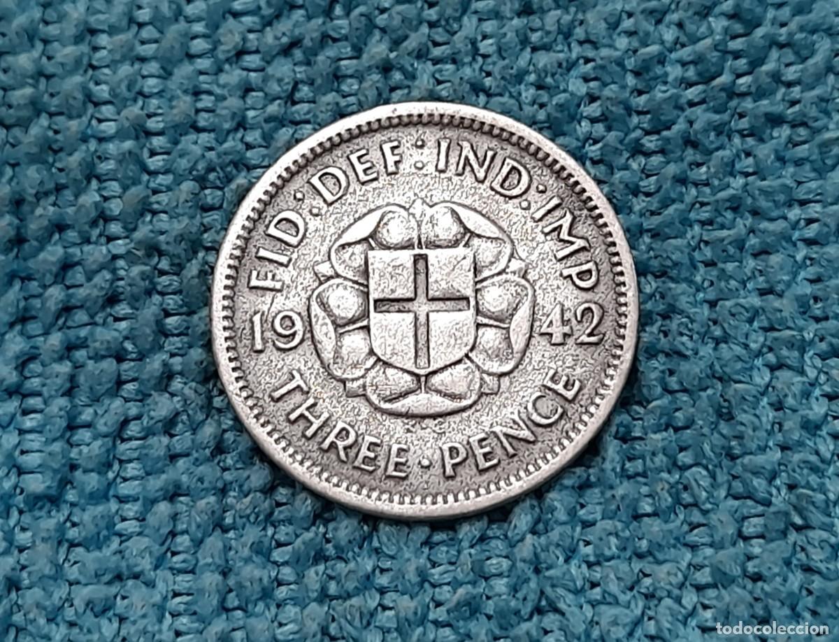 Monete antiche di Europa: Reino Unido, George VI, 3 Pence 1942