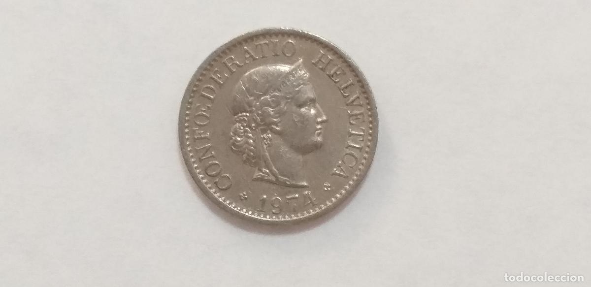 Monedas antiguas de Europa: Moneda de SUIZA. HELVETIA. 10 diez CENTIMOS RAPPEN. A&ntilde;o 1974. CIRCULADA
