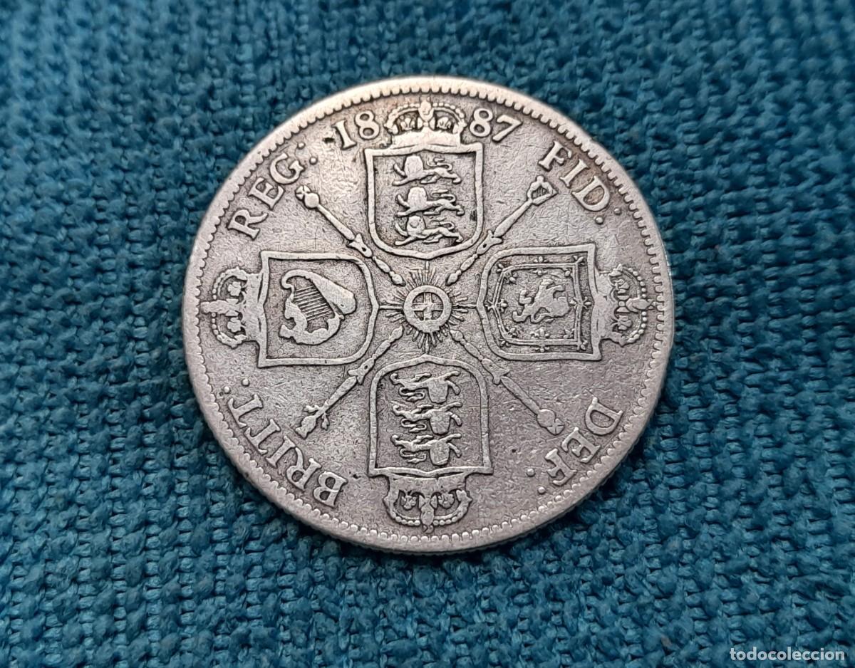 Old Coins of Europe: Reino Unido, Victoria, 1 Florin 1887, Rara