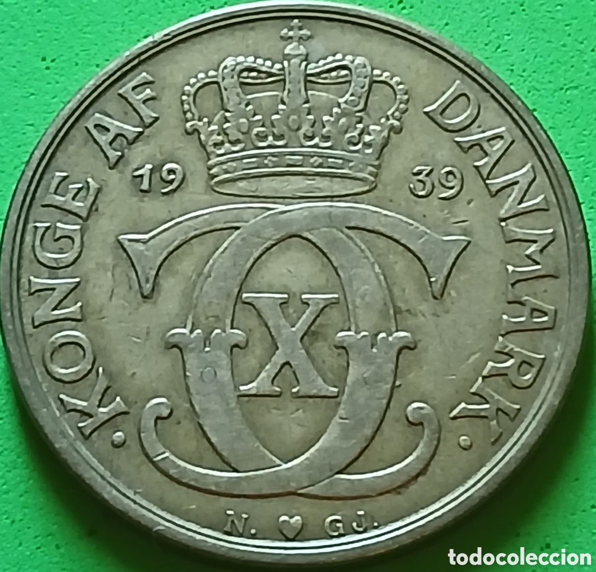 Old Coins of Europe: Dinamarca 2 coronas 1939 km#825