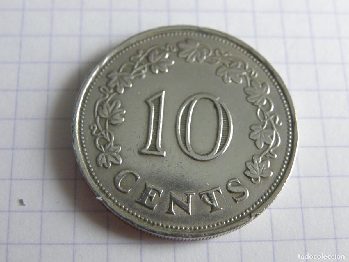 Old Coins of Europe: 10 CENTS MALTA 1972 KM#11 PRIMERAS MONEDAS DECIMALES BARCO DELFINES CUPRONIQUEL