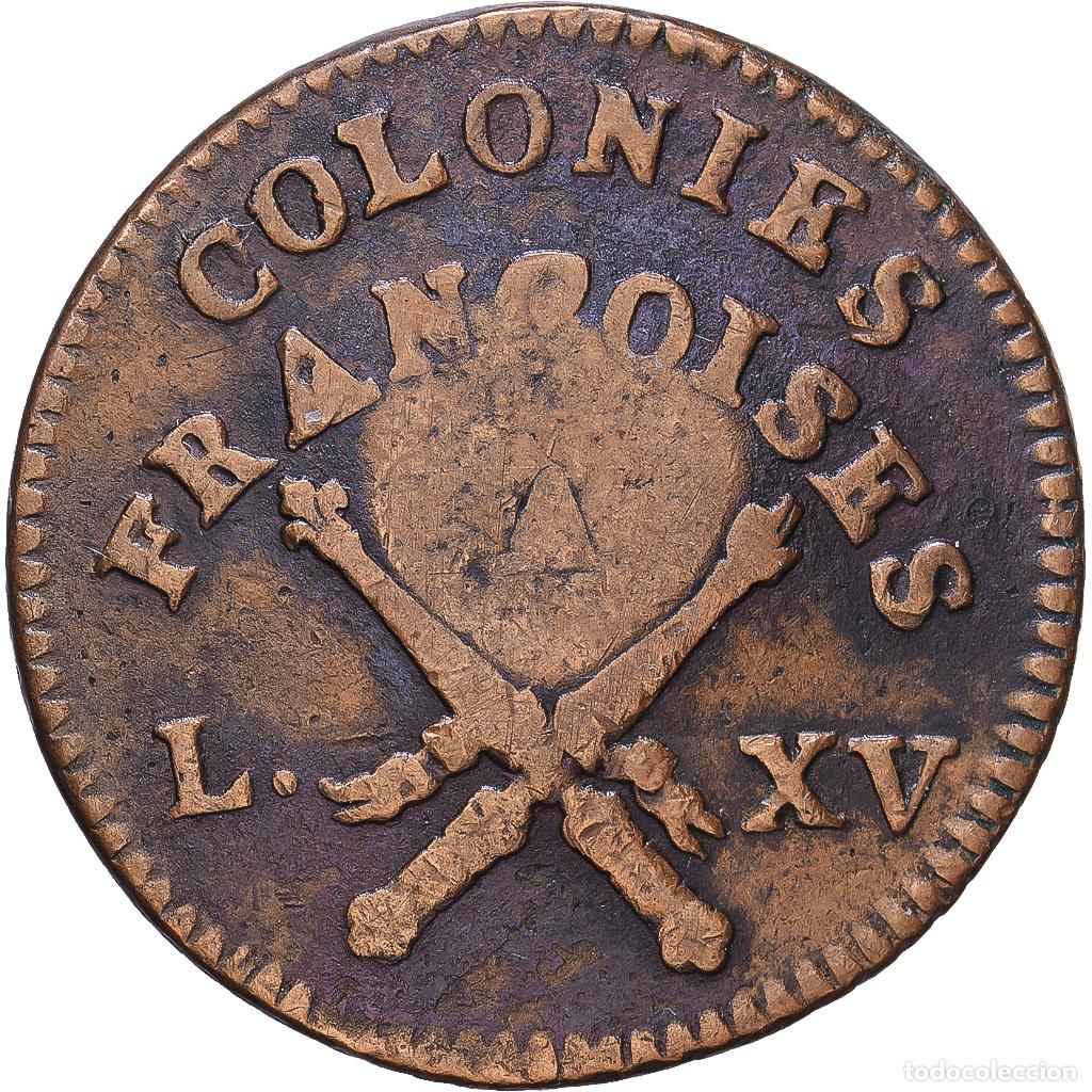 Old Coins of Europe: [#1547832] COLONIAS FRANCESAS, Louis XV, 3 Sols 9 Deniers, 1767, Paris, Cobre, MBC