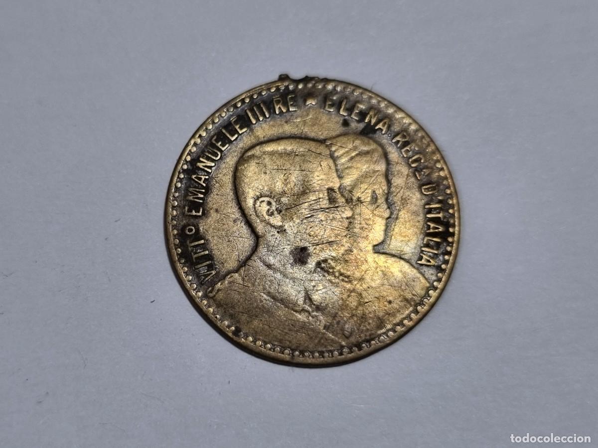 Old Coins of Europe: Token Ficha VITTORIO EMANUELE III - ELENA Reina de ITALIA Escudo Reverso