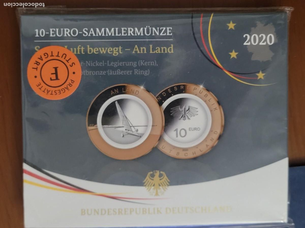 Old Coins of Europe: Moneda 10 euros 2020 ceca &rdquo;F&rdquo; En el Aire - En Tierra Alemania COINCARD