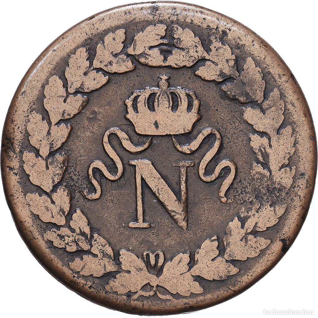 Alte M&uuml;nzen aus Europa: [#1547835] Francia, Napoleon I, 1 D&eacute;cime, 1814, Strasbourg, Bronce, BC+, Gadoury:195a