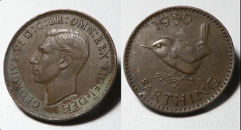 Alte M&uuml;nzen aus Europa: Moneda de Gran Breta&ntilde;a, Farthing, 1950