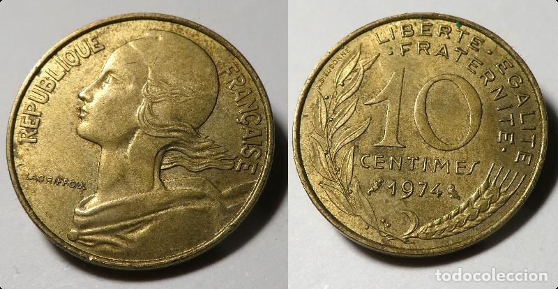 Old Coins of Europe: Moneda de Francia. 10 c&eacute;ntimos 1974