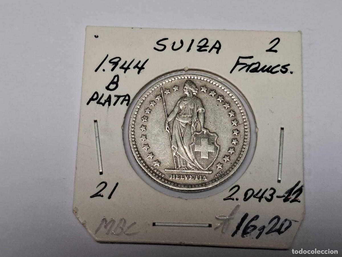 Alte M&uuml;nzen aus Europa: 2 FRANCOS de PLATA de 1944 B KM 21 SUIZA en MBC