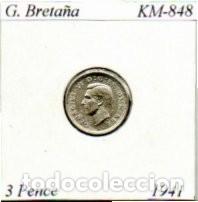 Old Coins of Europe: G. BRETA&Ntilde;A 1941, 3 PENCE, KM-848, AG, EBC; 4,95 &euro; 1