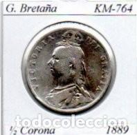 Old Coins of Europe: GRAN BRETA&Ntilde;A 1889, 1-2 CORONA, KM-764, AG; 45,95 &euro; 1