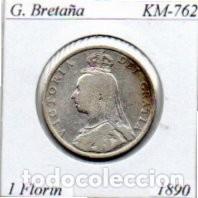 Old Coins of Europe: GRAN BRETA&Ntilde;A 1890, 1 FLORIN, KM-762, AG; 45,95 &euro; 1
