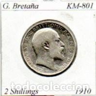 Moedas antigas da Europa: GRAN BRETA&Ntilde;A 1910, 2 SHILLINGS, KM-801. AG; 29,95 &euro; 1