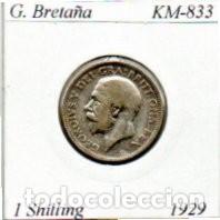 Moedas antigas da Europa: GRAN BRETA&Ntilde;A 1929, 1 SHILLING, KM-833. AG, EBC; 4,95 &euro; 1