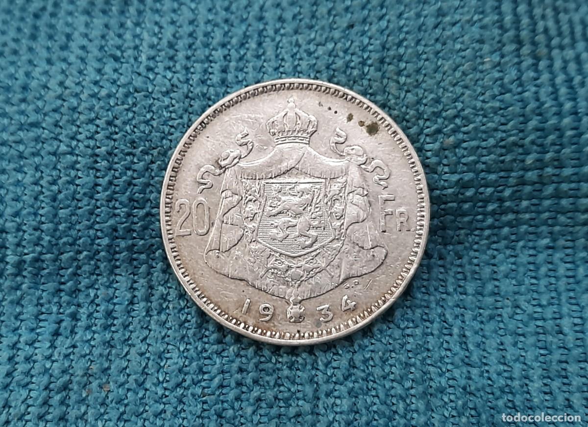 Moedas antigas da Europa: Belgica, 20 Francs 1934