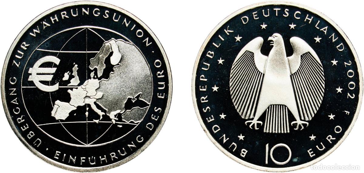 Old Coins of Europe: Germany Federal Republic 2002 F 10 Euro (Euro Currency) Silver (.925) Staatliche M&uuml;nze Baden-W&uuml;rtte