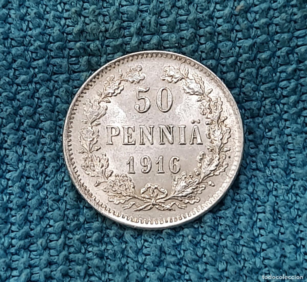 Old Coins of Europe: Finlandia bajo Rusia, 50 Pennia 1916
