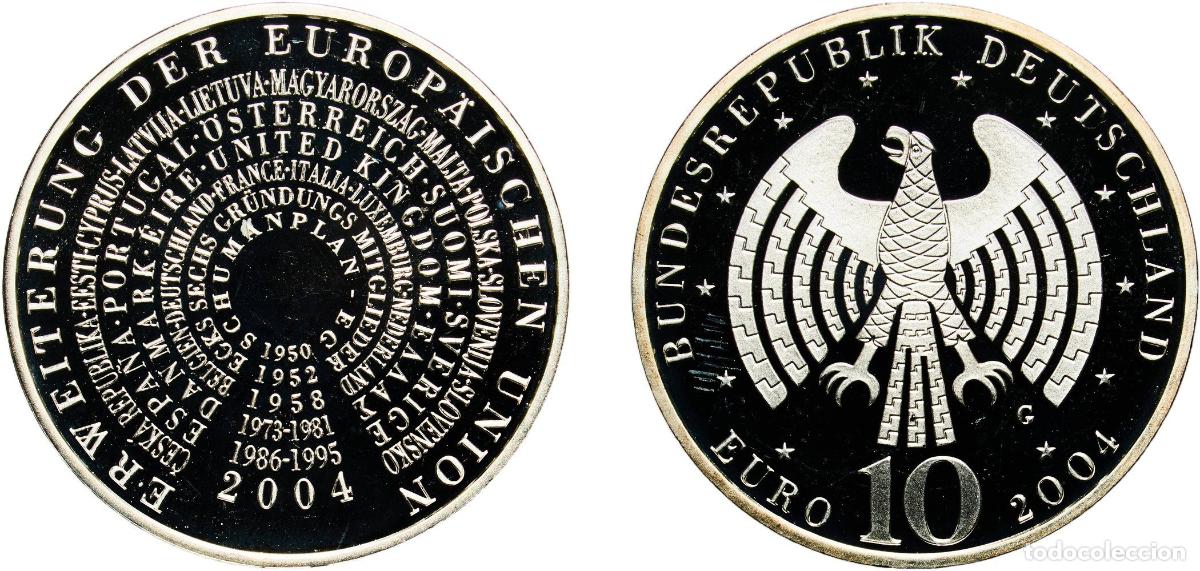 Old Coins of Europe: Germany Federal Republic 2004 G 10 Euros (European Union) Silver (.925) Staatliche M&uuml;nze Baden-W&uuml;rt