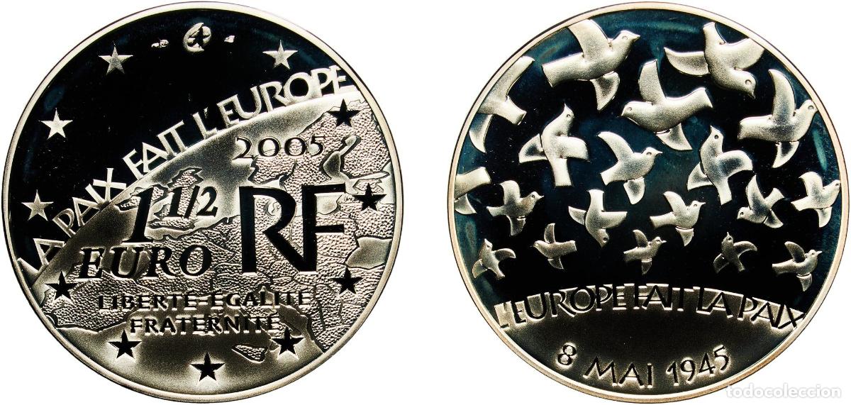 Monete antiche di Europa: France Fifth Republic 2005 1&frac12; Euro (World War II) Silver (.900) Paris Mint (44552) 22.39g PF KM 14