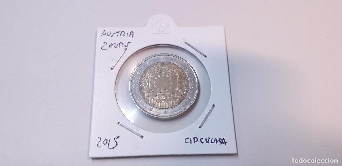 Old Coins of Europe: 003840NUM-X0082-Austria 2 &euro; -2015 - 30 A&ntilde;os de la Bandera de la UE -encartonada