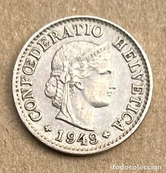 Moedas antigas da Europa: Suiza - 5 Rappen 1949 - bc