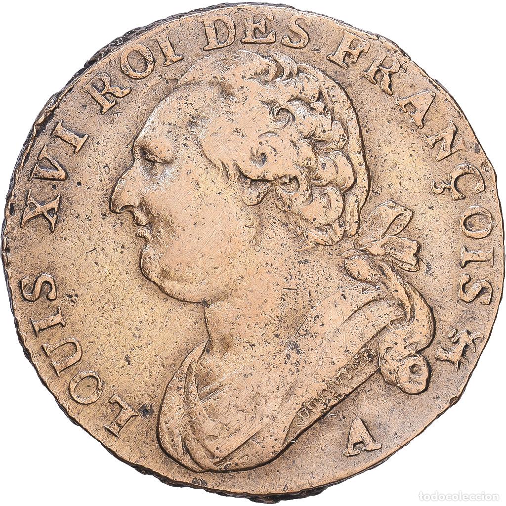 Alte M&uuml;nzen aus Europa: [#1547873] Francia, Louis XVI, 12 Deniers, 1793, Paris, M&eacute;tal de cloche, MBC, Ciani:2253