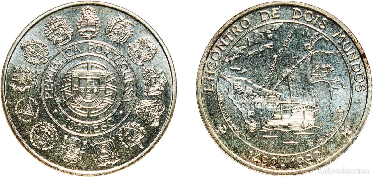 Alte M&uuml;nzen aus Europa: Portugal Third Republic ND (1992) INCM 1000 Escudos (Encounter of Two Worlds) Silver (.500) Lisbon