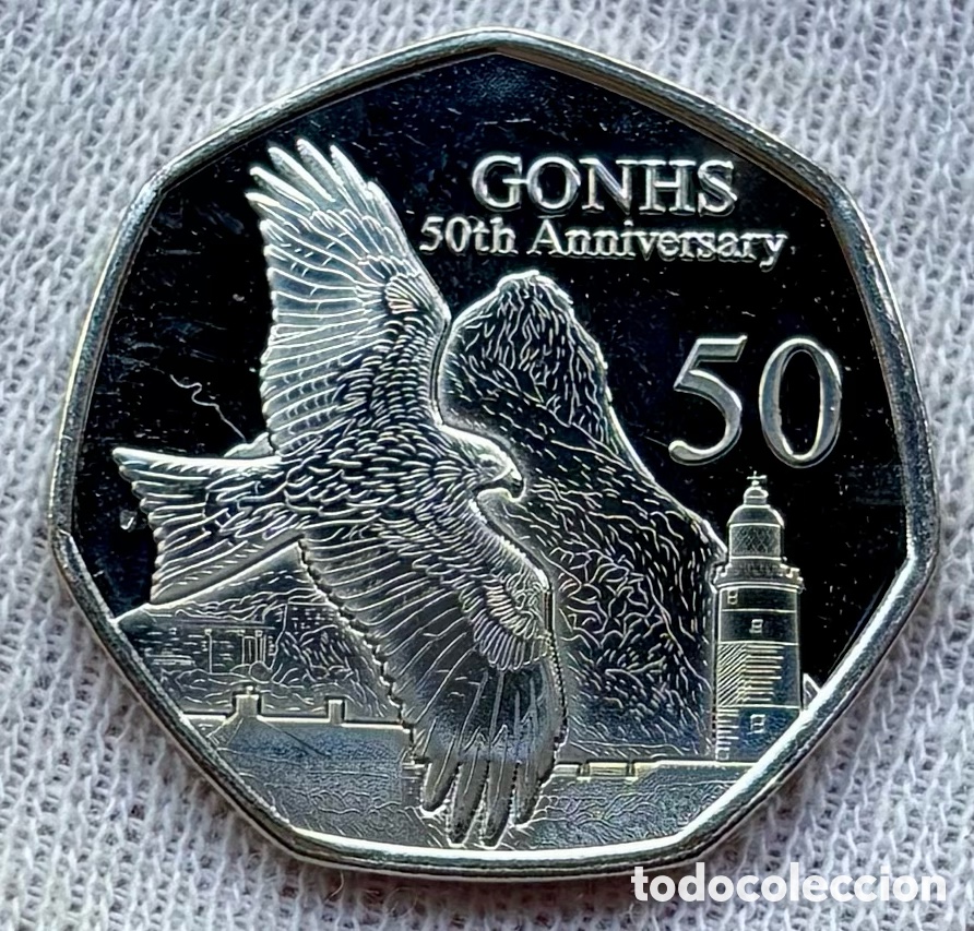 Alte M&uuml;nzen aus Europa: Moneda GIBRALTAR 50 Peniques 2026 SC Gonhs 50 Aniversario