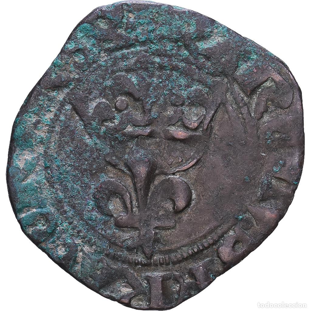Old Coins of Europe: [#1547517] Francia, Charles VI, Double Tournois, 1421, Paris, Vell&oacute;n, BC+, Duplessy:401