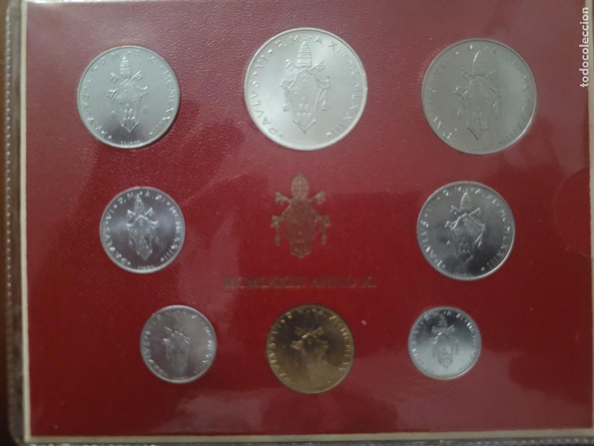 Alte M&uuml;nzen aus Europa: Serie 8 monedas 1973 Ciudad del Vaticano Incluye moneda 500 liras PLATA