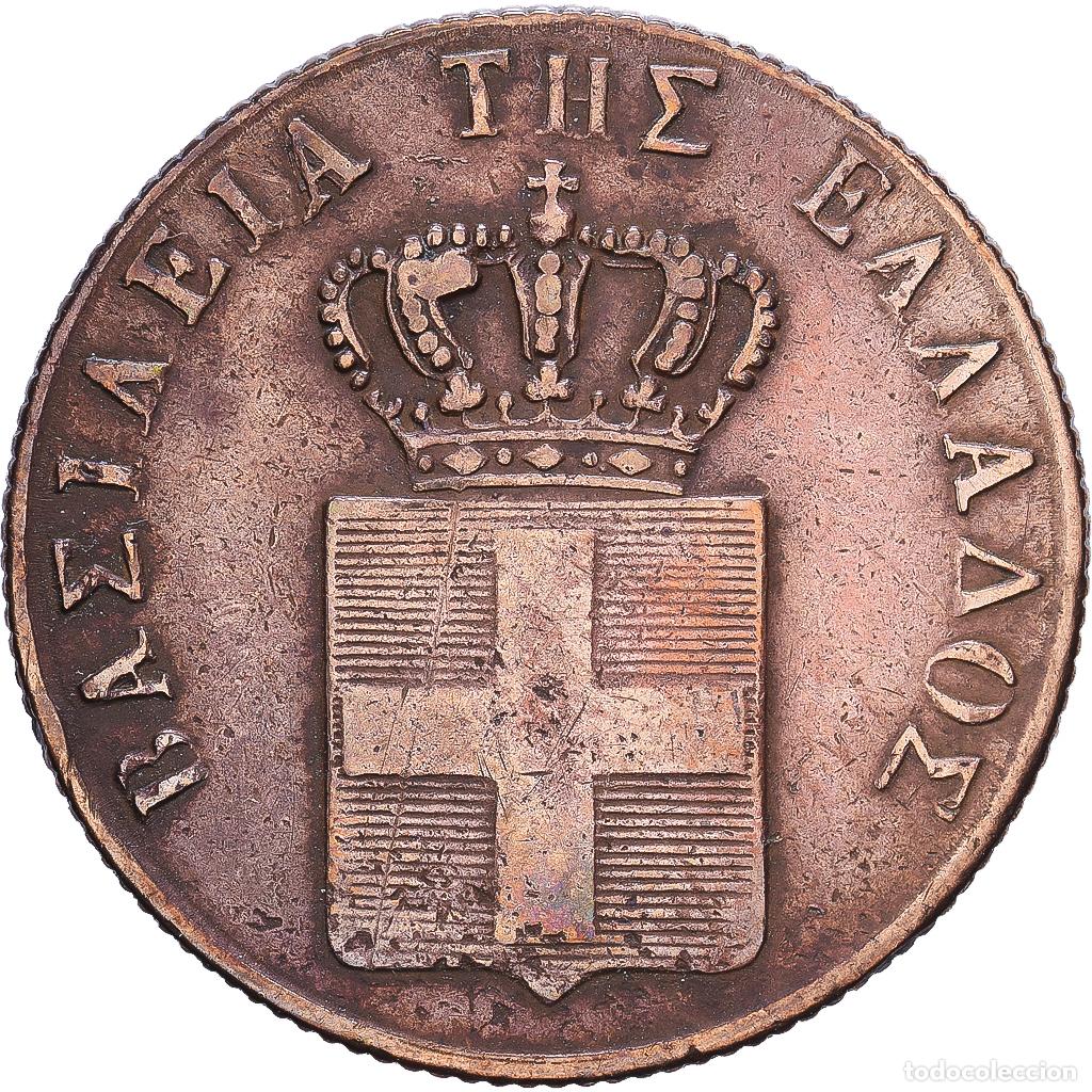 Moedas antigas da Europa: [#1547722] Grecia, Othon, 5 Lepta, 1839, Athens, Cobre, BC+, KM:16