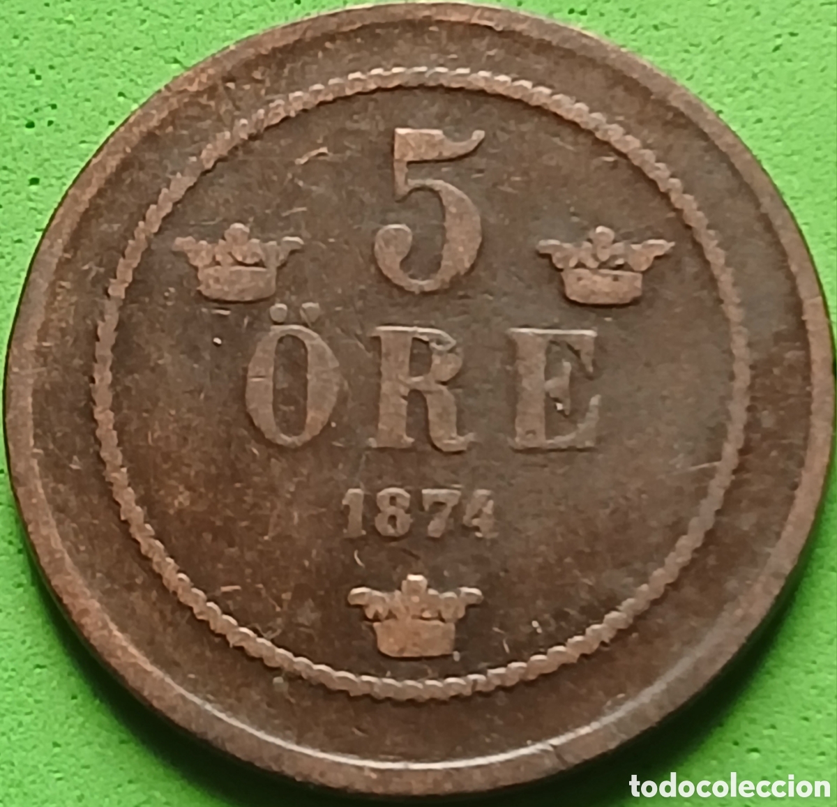 Monete antiche di Europa: Suecia 5 ore 1874 km#736 poco com&uacute;n